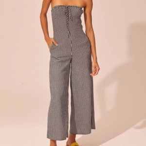 NWT SOLID & STRIPED Strapless Gingham Jumpsuit SZ S